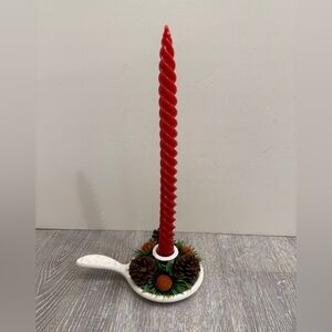Vintage ceramic candle holder with vintage 12” candle